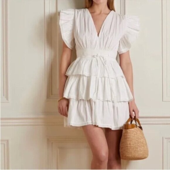 Ulla Johnson Camilla Mini Ruffle Dress Cowrie Size 2 - Picture 2 of 13